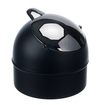 Пепельница S.Quire круглая, сталь, покрытие хром, черная, с откидной крышкой, 93 мм (Черный)