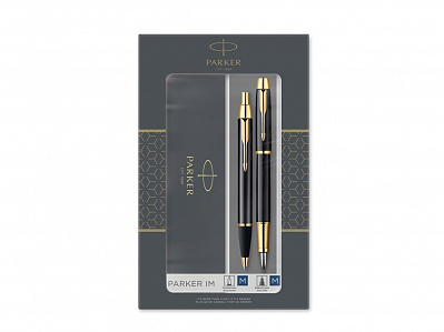 Набор Parker IM Core Black GT: ручка шариковая, ручка перьевая (Черный/золотистый)
