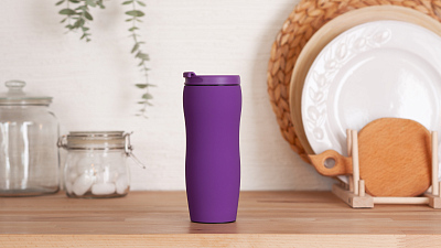 Термостакан "Монтана" 400 мл, покрытие soft touch, фиолетовый