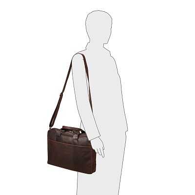 Сумка KLONDIKE DIGGER «Mavis», натуральная кожа в темно-коричневом цвете, 32 x 40 x 8 см