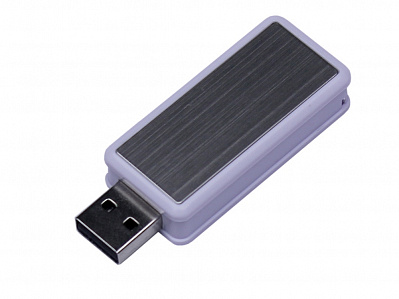 USB 2.0- флешка промо на 64 Гб прямоугольной формы, выдвижной механизм (Белый)