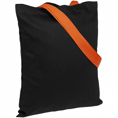 Холщовая сумка BrighTone, черная с оранжевыми ручками (Оранжевый)