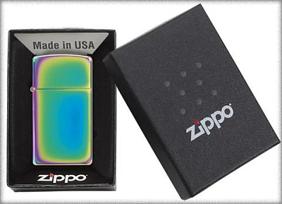 Зажигалка ZIPPO Slim® с покрытием Spectrum™, латунь/сталь, разноцветная, глянцевая, 29x10x60 мм