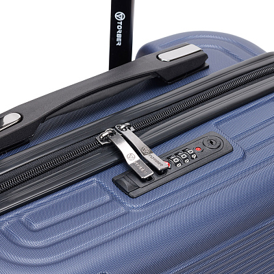 Чемодан TORBER Onego, синий, ABS-пластик, 59,5 х 39,5 х 24 см, 46 л