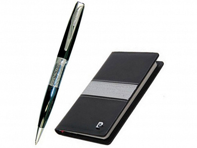 Набор: ручка шариковая, записная книжка (Черный/серебристый/серый)