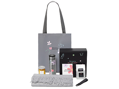 Подарочный набор Re:f. Walk с палантином, шопером и термосом (Серый)