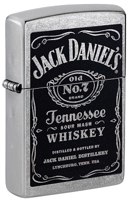 Зажигалка ZIPPO Jack Daniels® с покрытием Street Chrome, латунь/сталь, серебристая, 38x13x57 мм (Серебристый)