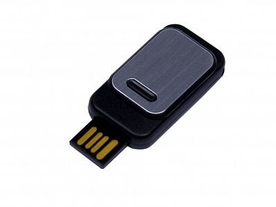 USB 2.0- флешка промо на 16 Гб прямоугольной формы, выдвижной механизм (Черный)