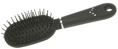 Расческа Dewal Beauty серия "Шарм" массажная с пластиковым штифтом, овальная мини 18 см. (Черный)