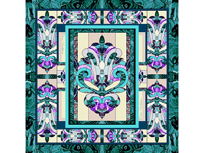 Платок Каменный Цветок (Малахитовый, сиреневый)