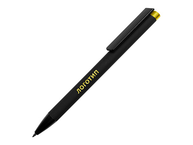 Ручка металлическая шариковая Taper Metal soft-touch (Черный, желтый)