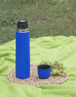 Термос "Родос", покрытие soft touch, 1 л., синий