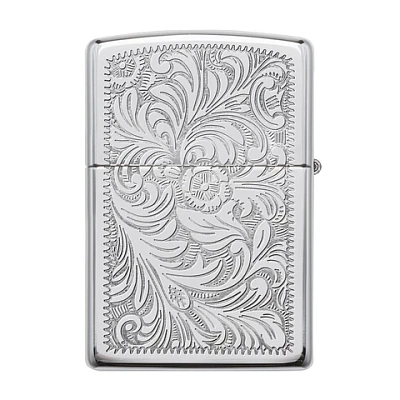 Зажигалка ZIPPO Venetian® с покрытием High Polish Chrome, латунь/сталь, серебристая, 38x13x57 мм