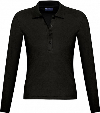 Рубашка поло женская с длинным рукавом Podium 210 черная (Черный)