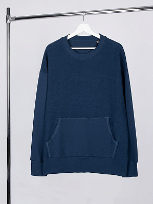 Свитшот оверсайз унисекс Vozduh, светло-серый (Тёмно-синий)