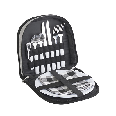 Набор для пикника "Ланч" на 2 персоны  (Серый с черным) Набор для пикника "Ланч" на 2 персоны  (Серый с черным)