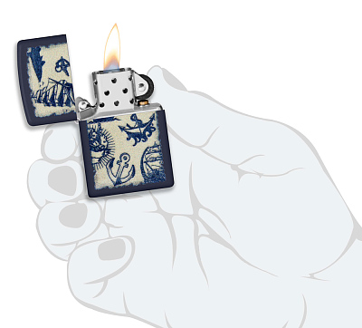 Зажигалка ZIPPO Nautical Design с покрытием Navy Matte, латунь/сталь, синяя, матовая, 38x13x57 мм
