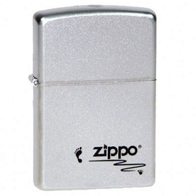 Зажигалка ZIPPO Footprints, с покрытием Satin Chrome™, латунь/сталь, серебристая, 38x13x57 мм (Серебристый)