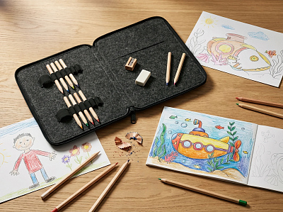 Набор для рисования "Эскиз" , черный с серым