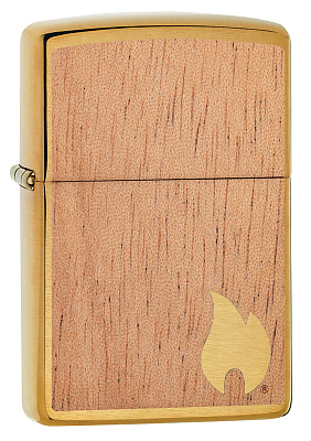 Зажигалка ZIPPO WOODCHUCK с покрытием Brushed Brass, латунь/сталь/, золотистая, матовая, 38x13x57 мм