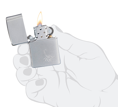 Зажигалка ZIPPO с покрытием Brushed Chrome,латунь/сталь, серебристая, 38x13x57 мм