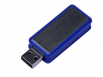 USB 2.0- флешка промо на 4 Гб прямоугольной формы, выдвижной механизм (Синий)
