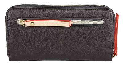 Кошелёк женский BUGATTI Ella, тёмно-коричневый, полиуретан, 19х2х10 см