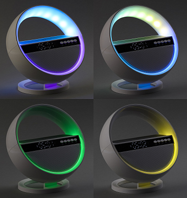 Bluetooth колонка "Smart Orb" 5Вт с беспроводным (15W) ЗУ, лампой, часами, FM радио, белый