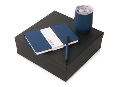 Подарочный набор COLOR IT c блокнотом, ручкой и термокружкой (Тёмно-синий)