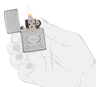 Зажигалка ZIPPO Crown Stamp™ с покрытием High Polish Chrome, латунь/сталь, серебристая, 38x13x57 мм
