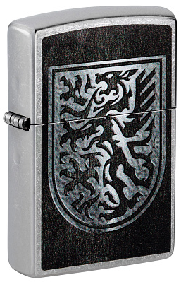 Зажигалка ZIPPO Dragon Design с покрытием Street Chrome, латунь/сталь, серебристая, 38x13x57 мм (Серебристый)