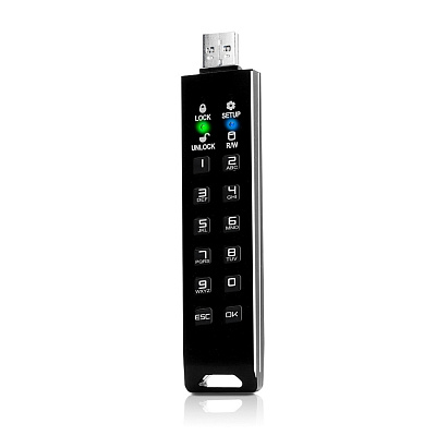 Флешка с аппаратным шифрованием DataLock PRO4 USB 3.2, синий, 128Гб (Чёрный)