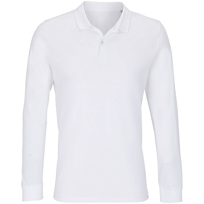 Рубашка поло унисекс с длинным рукавом Planet LSL, белая (Белый)