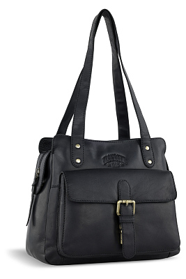 Сумка через плечо KLONDIKE RUSH «Zoe», натуральная кожа в черном цвете, 28 х 24 х 18 см