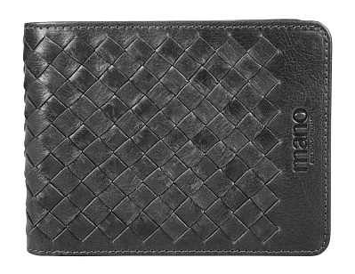 Бумажник Mano "Don Luca", натуральная кожа в черном цвете, 12,5 х 9,7 см (Черный)