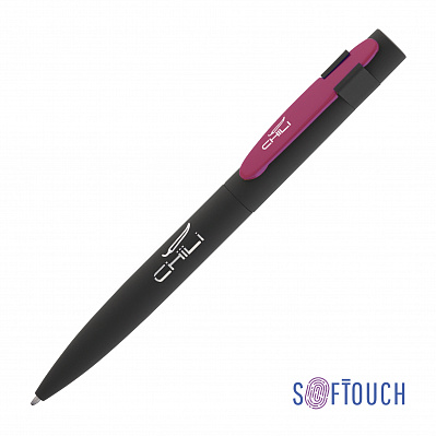 Ручка шариковая "Lip", покрытие soft touch  (Черный с фуксией)