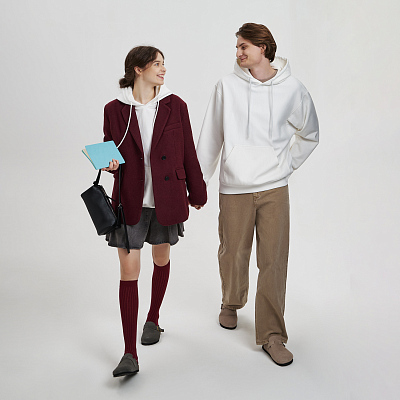 Худи релакс унисекс Адвенче (Adventure), белый