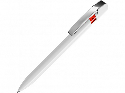 Ручка пластиковая шариковая Sky M (Белый, красный, серебристый)