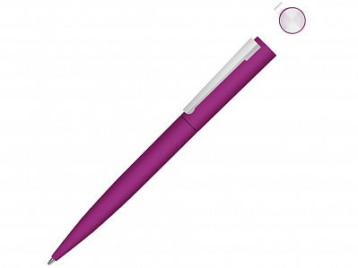 Ручка шариковая металлическая Brush Gum, soft-touch (Розовый)