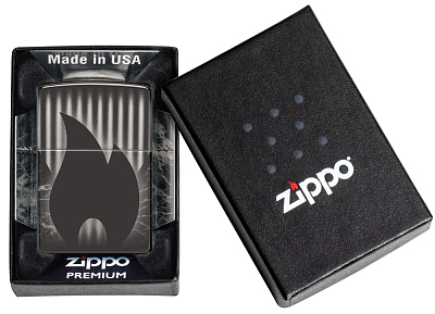 Зажигалка ZIPPO Classic с покрытием High Polish Black, латунь/сталь, черная, глянцевая, 38x13x57 мм