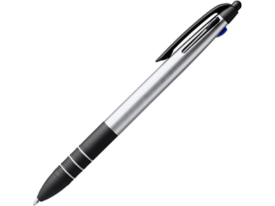 Ручка пластиковая шариковая SANDUR с чернилами 3-х цветов (Серебристый)