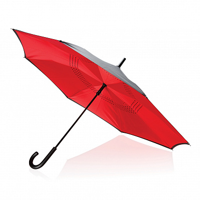 Механический двусторонний зонт, d115 см  (Красный)