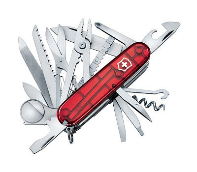 Нож перочинный VICTORINOX Swiss Champ, 91 мм, 33 функции, полупрозрачный красный (Красный)