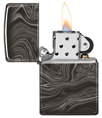 Зажигалка ZIPPO Marble Pattern с покрытием High Polish Black, латунь/сталь, чёрная, 38x13x57 мм