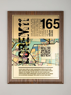 Плакетка Plaque XL, венге с золотистой пластиной