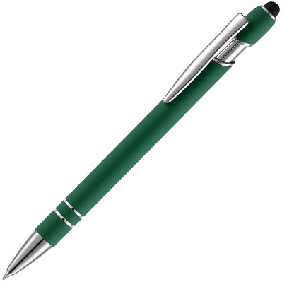 Ручка шариковая Pointer Soft Touch со стилусом, зеленая (Зеленый)