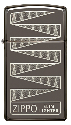 Зажигалка 65th Anniversary Zippo Slim® с покрытием Black Ice®, латунь/сталь, чёрная, 29x10x60 мм