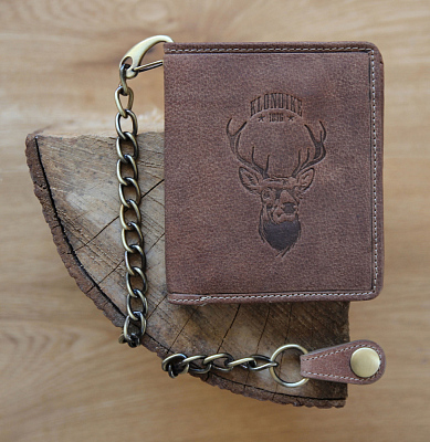 Бумажник KLONDIKE «Wayne Deer», натуральная кожа в светло-коричневом цвете, 10,5 х 12,5 х 2,5 см