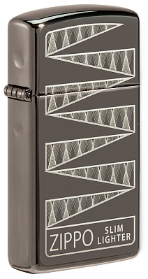 Зажигалка 65th Anniversary Zippo Slim® с покрытием Black Ice®, латунь/сталь, чёрная, 29x10x60 мм (Черный)