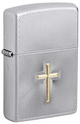 Зажигалка ZIPPO Cross Design с покрытием Satin Chrome, латунь/сталь, серебристая, 38x13x57 мм (Серебристый)